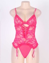 Plus Size Rosy Open Back Lace Teddy