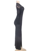 Black Lace Long Sleeve Evening Dress