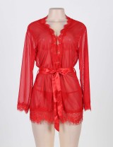Plus Size Charming Red Robe With Panty