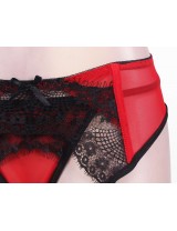 Plus Size Red Lace Garter Panty