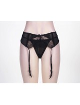 Black Sexy Transparent Lace Garter Panty