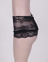 Black High Waist Strappy Floral Lace Panty