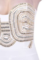 Off-White Gold Embellished Strapless Jumpsuit