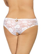 Sexy Open Crotch Strappy White Plus Size Lace Panties