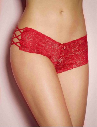 Red Sexy Strappy Floral Lace High Waist Panty