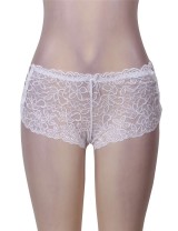 Sexy High Waist Floral Lace Strappy White Panty