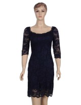 Half Sleeve Blue Wholesale Fashion Dress