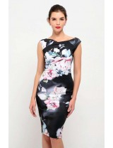 Black Floral Print Dress