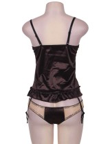 Deluxe Satin Lace Stitching Babydoll