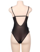 Black Chic Kissable Backless Plus Size Teddy