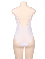 White Plus Size Chic Kissable Backless Teddy