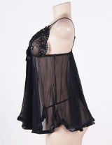 Sexy Sheer Lace Black Babydoll With G String