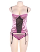 Purplish Red Deluxe Satin Lace Stitching Bustier