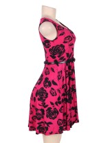 Print rose pink fashion dress