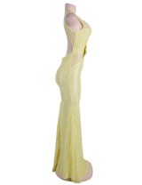 Brilliant Yellow Mermaid Tight Dress