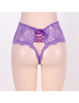 Purple Open Crotch Sexy Lace Panty