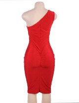 Delicate Red One-shoulder Bodycon Dress