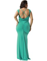 Green Elegant Embroidery Party Gown