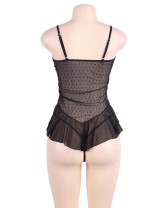 Black Stereoscopic Flower Lace Sexy Babydoll