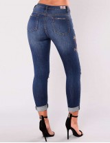 Top Design Embroidery  Ripped Women Jeans 