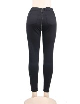 Black high waist bag hip zipper sexy jeans