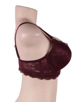 Wine Red high-quality lace comfortable T-shirt bra