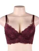 Wine Red high-quality lace comfortable T-shirt bra