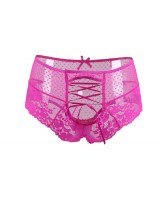Plus Size Sexy Pink High Waist Lace Strappy Panty
