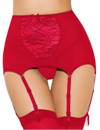 Plus Size Red Sexy Lace Garter Panty
