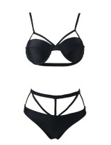 Black Elastic Harness  Sexy Summer Women Bikini Set