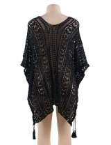 Black Knitted Hollow out Beach Dress