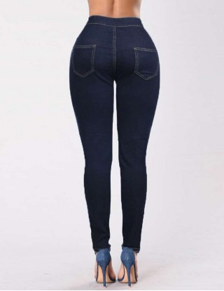 Plus Size Pencil Pants Blue Female Fashion Casual Jeans