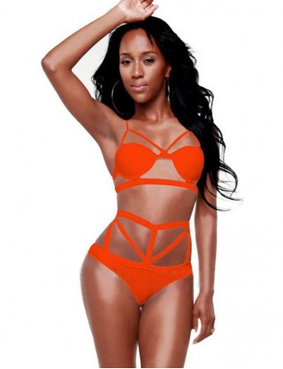Orange Elastic Harness  Sexy Summer Women Bikini Set