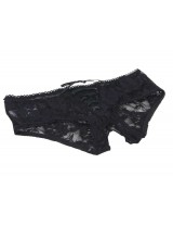 Black Plus Size Open Crotch Strappy Lace Thongs