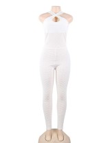 White Sexy backless one-piece yoga fitness pants