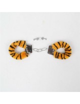 Tiger Print Adult Soft Steel Fuzzy Furry Cuffs Working Metal Handcuffs