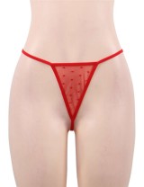 Plus Size Red Sexy Lace Transparent Pajamas Underwear Set