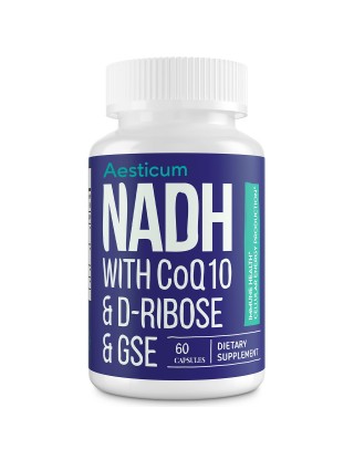 Aesticum Dietary Supplement with NADH 50mg + CoQ10 200mg + D-Ribose 150mg 